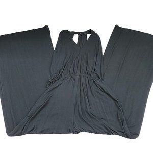 Krisa Womens S Jumper Sleeveless Black Jumpsuit Roper Wide Leg V-Neck Sleeveless